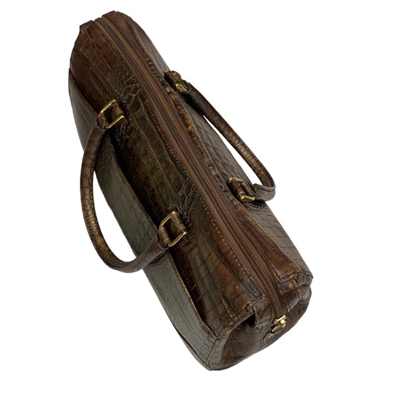 Vintage Brahmin brown faux croc embossed bag - Picture 4 of 10